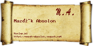 Mazák Absolon névjegykártya
